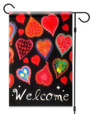 Happy Valentine's Day Hearts Welcome Garden Flag 12"X18" Valentine's Decoration
