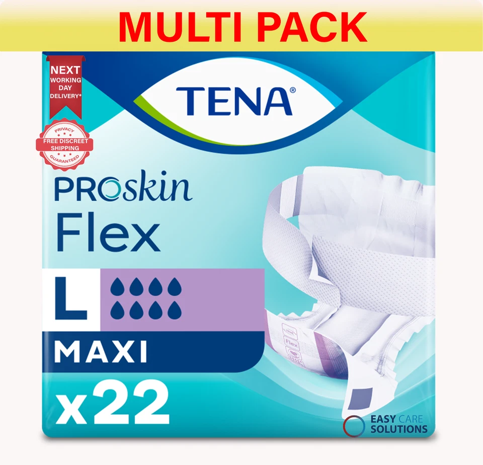 66 x TENA ProSkin Flex Maxi - Large - ( 3 Packs of 22 )