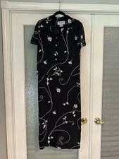 Jessica Howard Petite Black Floral 2 Piece Dress Jacket Set, Scoop Neck, Lined