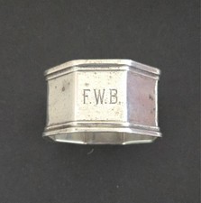 Antique Sterling Silver Monogramed “FWB” Octagonal Napkin Ring 27g