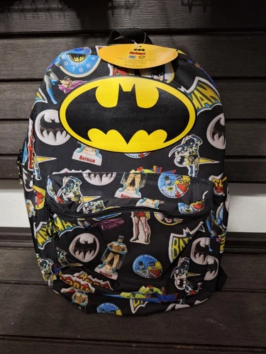 BATMAN ROBIN Backpack DC Comics School Book Bag Vintage Black 1966 Graphics  NWT