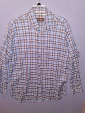 Robert Talbott Classic Men's Large Blue  Brown Plaid Long Sleeve Button Down...