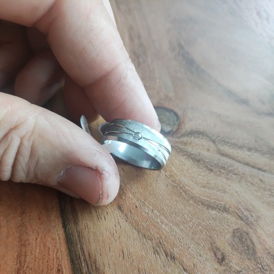 Edelstahl Ring mit Zirkonia in Gr.19 mattierter und polierter Optik  
