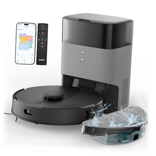 Robot Vacuum and Mop Combo, Vacuum size: L13.8 x W 13.8 x H3.7 Light Black-image