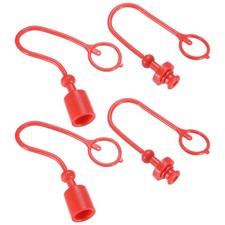 2 Set Hydraulic Coupler Dust Cap 1/4 ISO-A PVC with Retention Ring Red