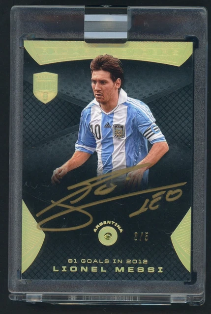 2018 Panini Eminence Soccer Record Holders Lionel Messi Gold ON CARD AUTO 3/5