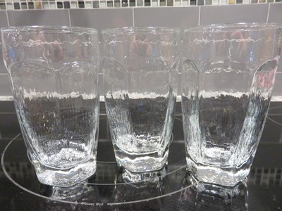 Libbey Chivalry Clear Glass 5.25  Tumblers Vintage Textured Set of 3 EUC