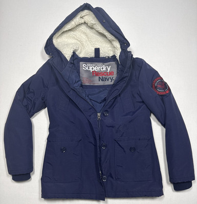 Superdry Everest Mountain Parka Hooded Jacket Navy Blue Small Women's 10