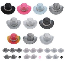 Mini Western Cowboy Hat Glitter Cowgirl Hat Disco Party Cosplay Costume Dress-Up