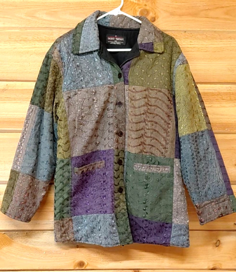 Sacred Threads Boho Patchwork Quilted Art To Wear… - image 17
