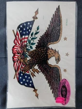 Meyercord Decal: Vintage U.S. Eagle w/Olive Branch, Arrows & Flag  1104-A; NOS
