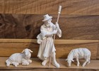 Krippenfigur Kostner Krippe Natur Hirte mit 2 Schafen 12cm - Holz geschnitzt Neu