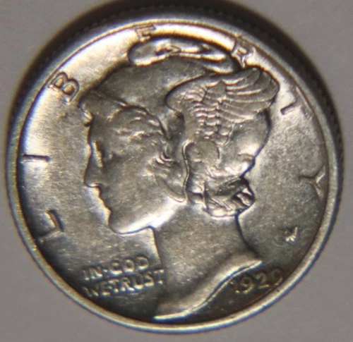 1929 P Mercury Dime 10C Cents Coin Silver, XF/AU!