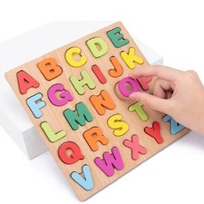 Wooden Alphabet Number Puzzle Board Kids Educational Matching Toy 3 