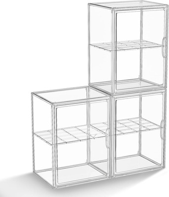 Large Stackable Acrylic Display Case with Magnetic Lids - 3 Pack