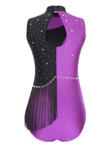 Womens Leotard Tassel Jumpsuit Figuring Skating Bodysuit Ballet Glittery Gym - Picture 65 of 86