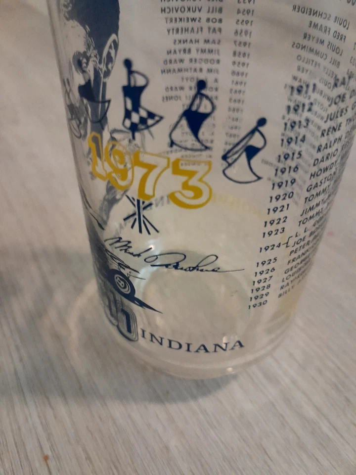 Vaso de vidrio Indianapolis 500 Mark Donohue 1973 Foto 2 de 4