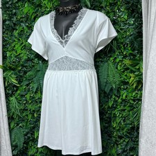 Torrid Nightfall Dress 18 Cream White Lace Babydoll Mini Flutter Sleeve 4031