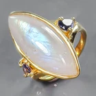 Handmade 18 ct+ Natural Moonstone Ring 925 Sterling Silver Size 7.5 /R440573