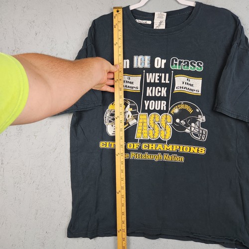 Vintage Pittsburgh Shirt Mens XL Black City of Champions Tee Hockey Football 90s - Picture 3 of 13