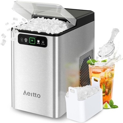 Aeitto Countertop Nugget Ice Maker Machine with Scoop 40 LBS/Day Self-Cleaning
