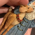 June McKenna 1992 Flat Back Santa with Reindeer Wood Blue Rustic 5 Inch Signed — photo 6