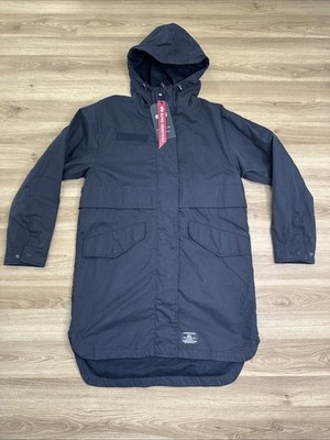 Alpha Industries Jacket Womens Small Black Color block Hooded Parka Jacket NWT