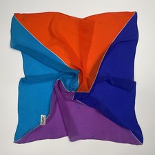 Yves Saint Laurent Vintage Silk Scarf Geometric Color Block YSL Logo Luxur