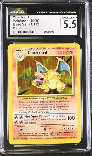 CGC 5.5 Charizard 1999 Base Set 4/102 Holo Pokemon Card