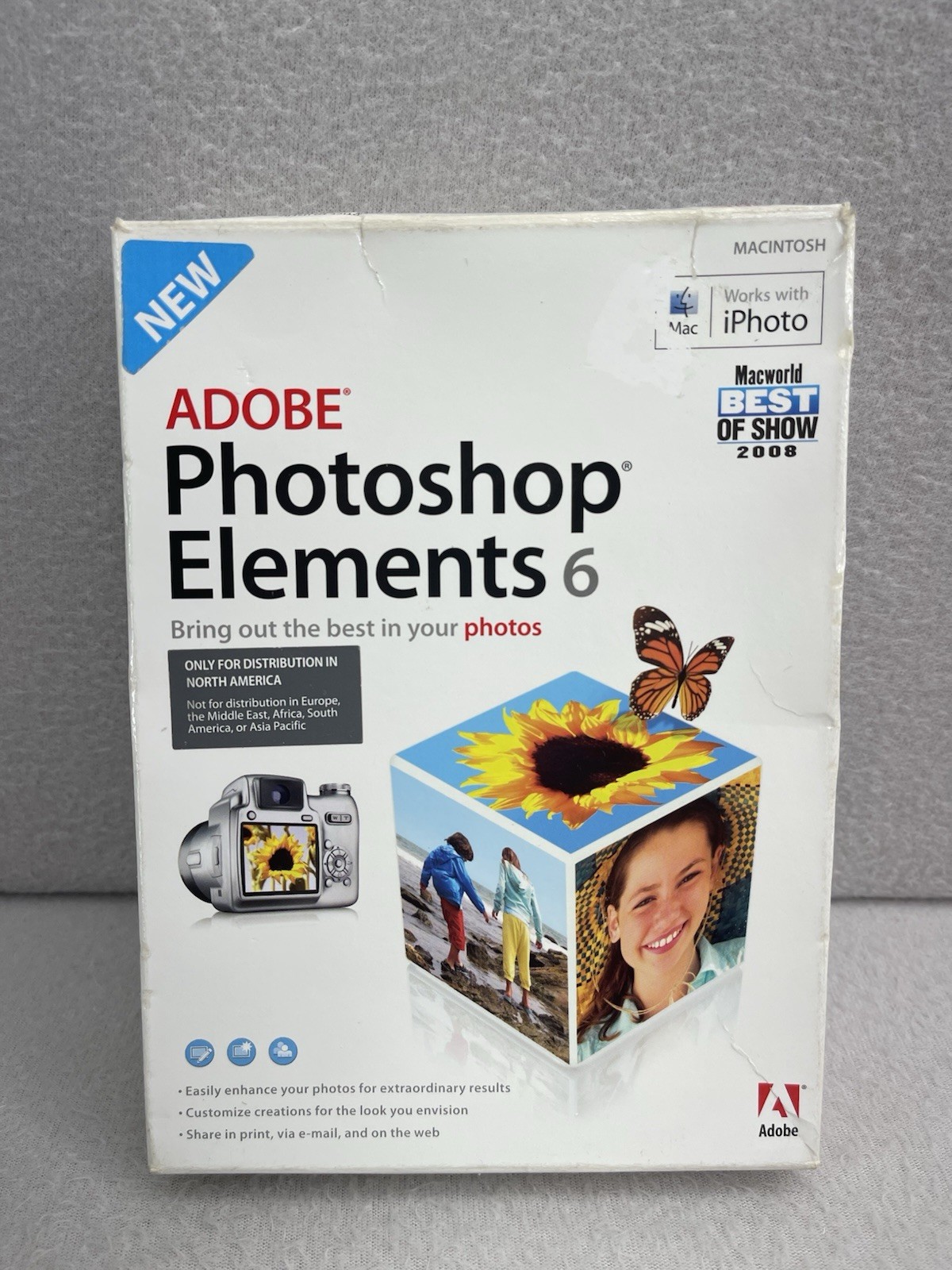 Adobe Photoshop Elements 6 Software CD 2007 w/ Case & Serial Number