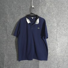 Lacoste Mens Slim Fit Polo Shirt 3XL Blue Short Sleeve White Black Collar Solid