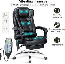 Massage Office Chair Leather Computer Desk Chairs with Footrest for Home Office