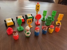 Vintage Fisher Price Little People Lot Figures Cars Bundle Lot Of 18