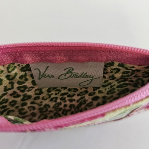 Vera Bradley Coin Purse Pink & Green Keychain ID Holder - Picture 3 of 4