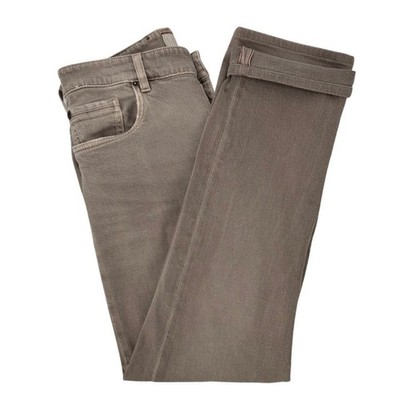 Teleria Zed Mens 32 Jeans Selvedge Denim Concept Khaki Tan Slim Straight Luxury