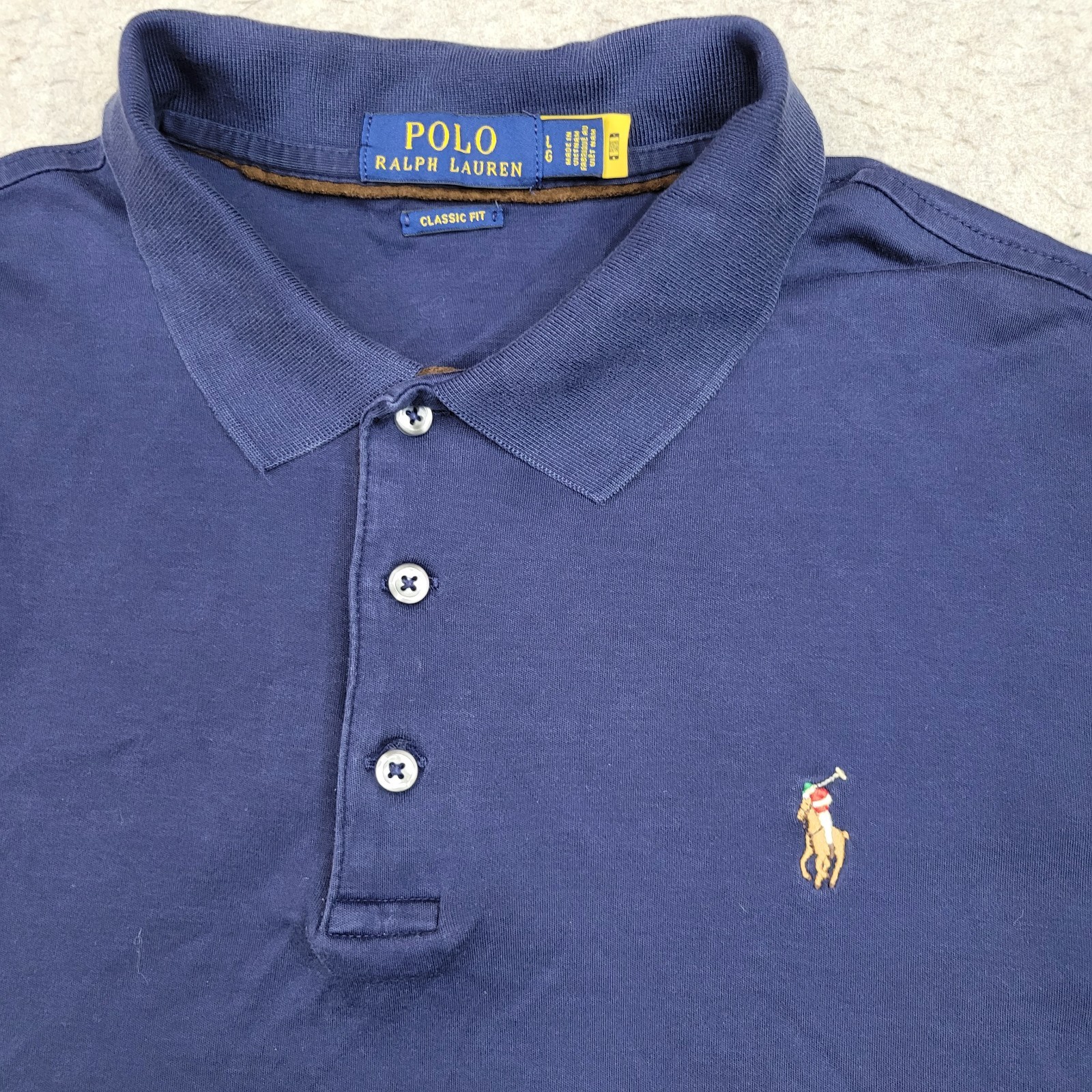 Polo Ralph Lauren camicia classica uomo L blu manica lunga carne pony polo preppy