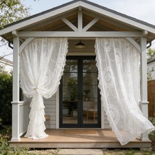 Floral Frill Voile Net Curtains 2 Panels French Sheer Lace Drapes Rod Slot Top