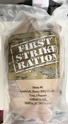 SOPAKCO First Strike Ration Menu 8 Honey BBQ Chicken Sandwich Albacore Tuna