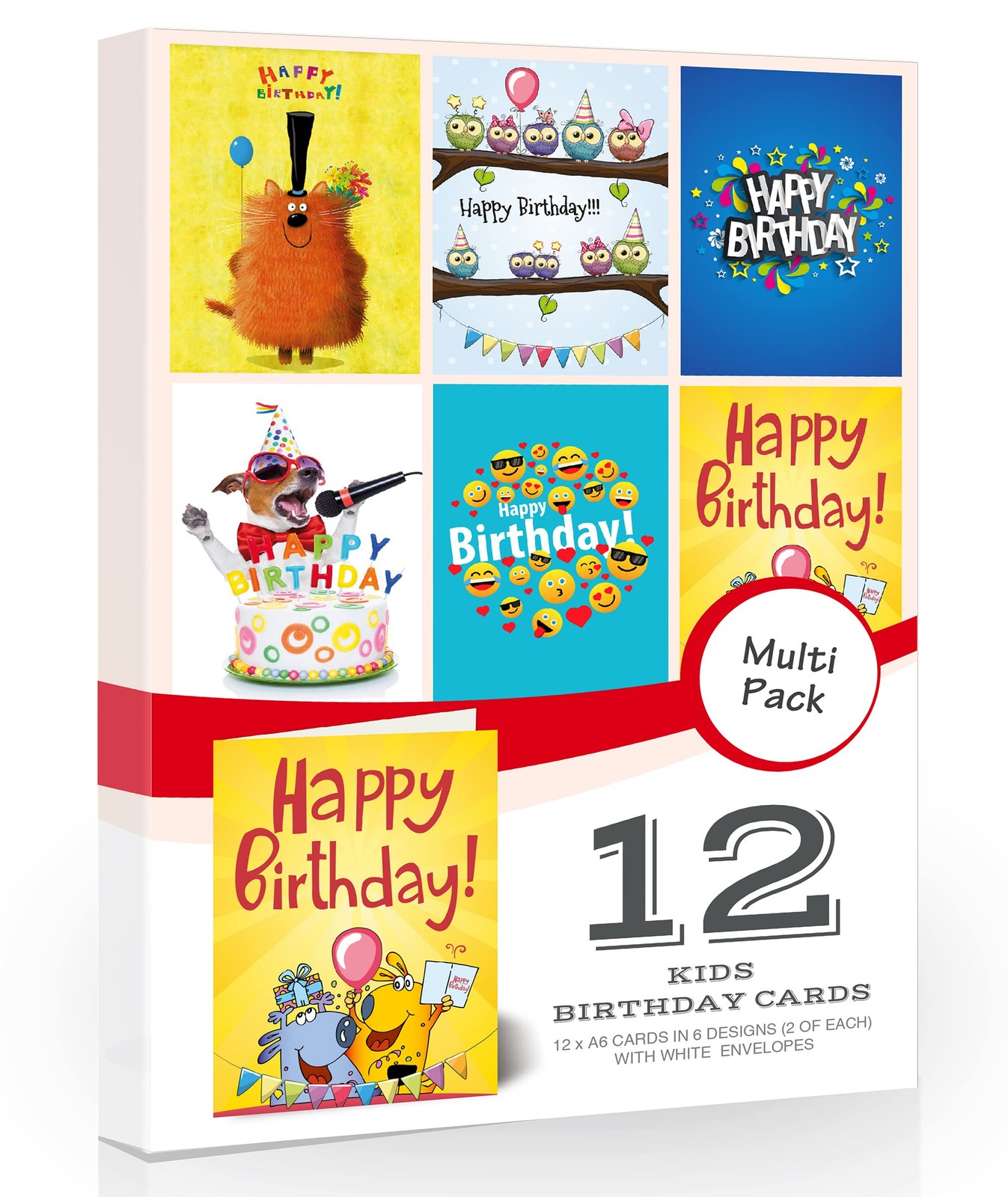 Olivia Samuel 12 x Kids Birthday Cards Pack & Envelopes Great value pack of