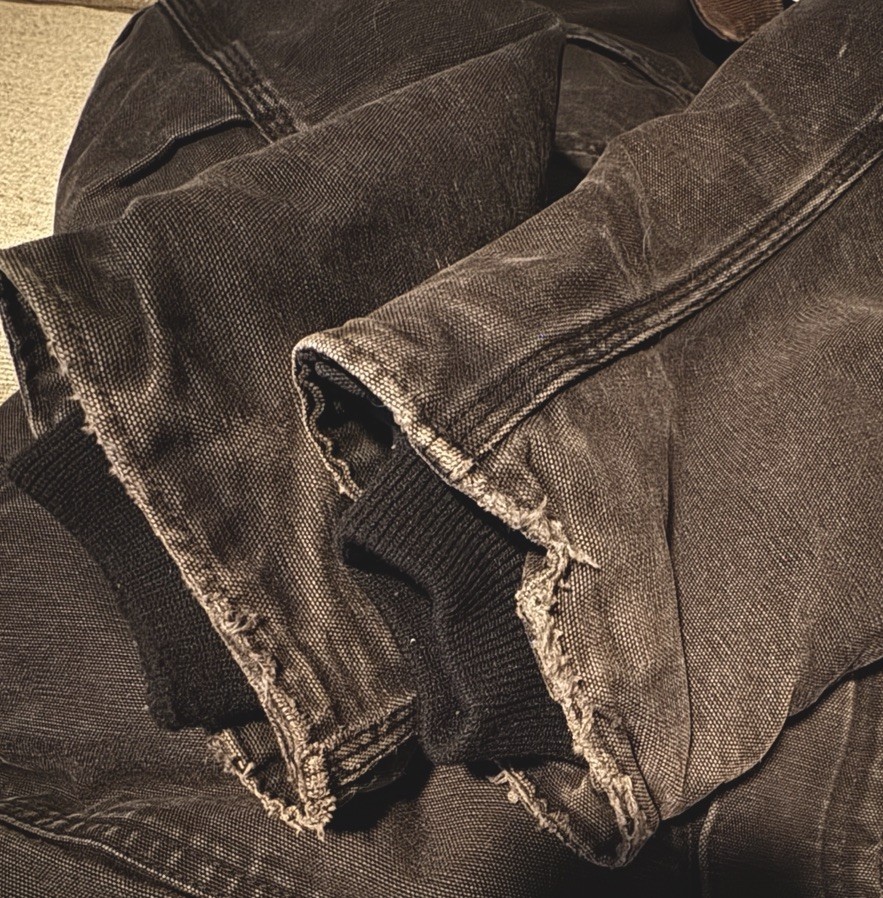 VTG Carhartt Arctic Jacket Duck Canvas Coat Corduroy Collar Mens Size 50 Black thumbnail 11