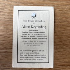 Sterbebild 3. Jäger Rgt. blb gef. 1943