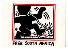 Vintage 1985 Keith Haring Free South Africa P...