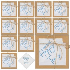 Kajaia 12 Sets Wedding Handkerchief Embroidered Handkerchief with Scallop Lac...