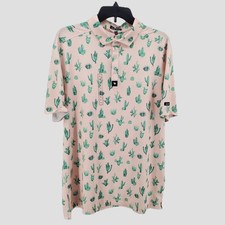 Bad Birdie Core Golf Polo Shirt Thorn In Your Side Pink Green Cactus Mens XL