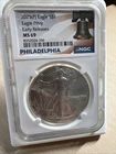 2025 P Silver Eagle with EAGLE  PRIVY NGC  MS69 EARLY RELEASES PHILADELPHIA MINT