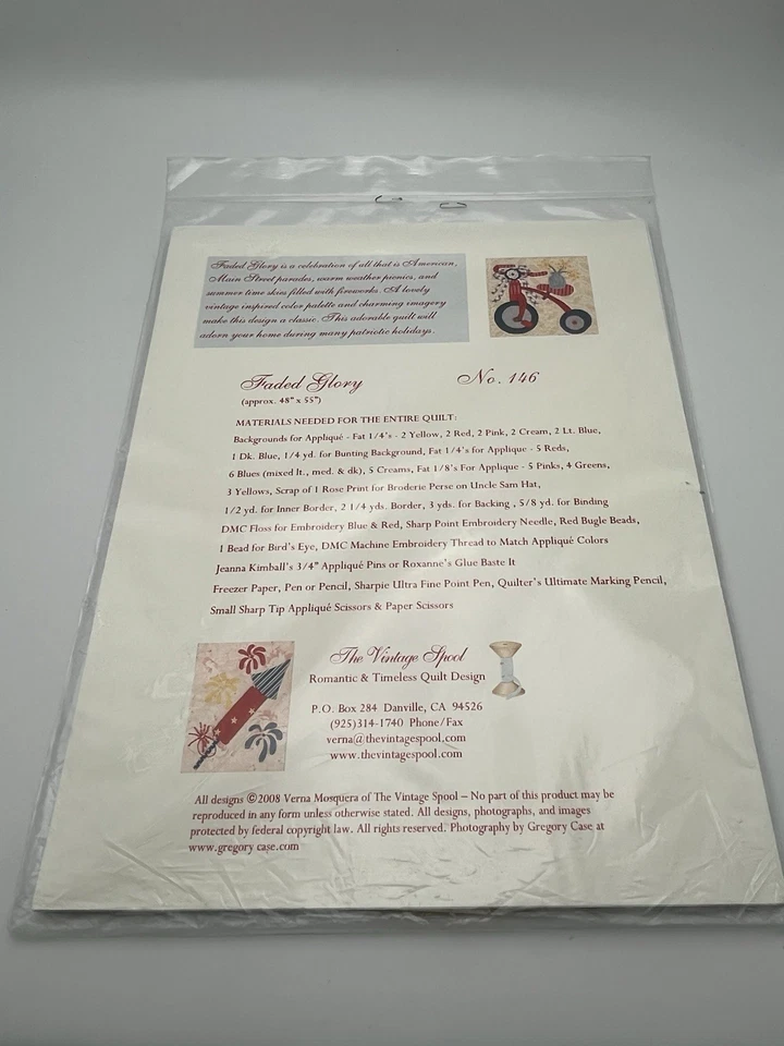 NIP “Faded Glory” By Verna Mosquera The Vtg Spool ~4th Of July/Independence Day - Image 2 of 2