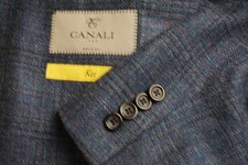 Canali 1934 Kei Blue Woven Wool Silk Linen CURRENT Sport Coat Jacket Sz 50R