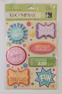 Birthday Words & Phrases Scrapbooking Stickers By K&Company RARE