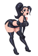 2639 Sexy Goth Sticker, Made In USA, Laminated, Waifu, Busty, Curvy, Brunette