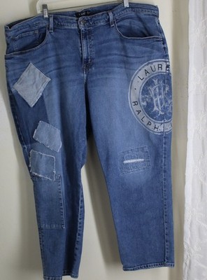 Ralph Lauren Sz 22W Denim Patchwork Really Cool Shabby Chic Jeans Ankle Pants 2X